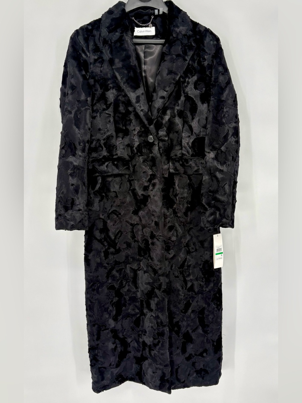 Calvin Klein Velvet Long Walker Coat - Picture 5 of 16